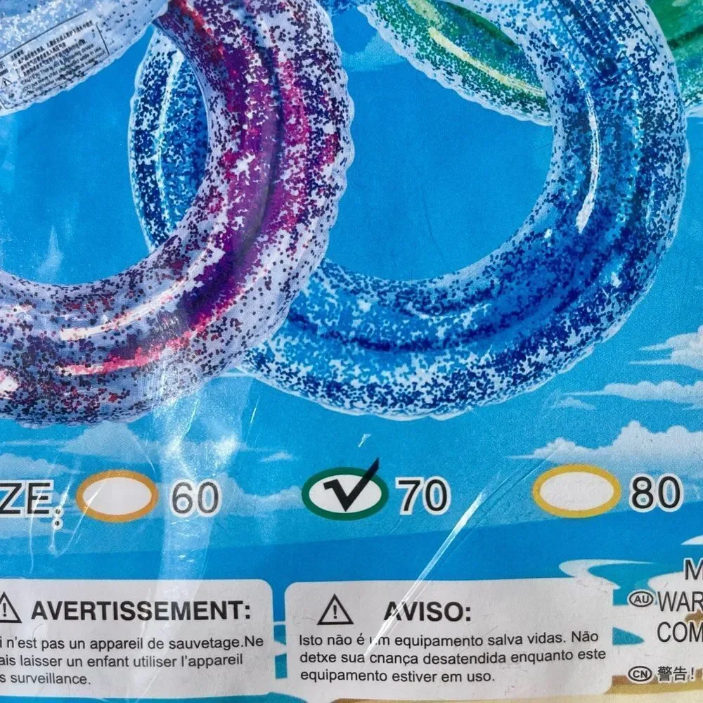 Glitter Swim Ring 70 cm Inflatable Pool Float – Gold Sparkle